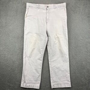 Roundtree & Yorke Mens 36x30 Gray Chino Pants Cotton Blend Flat Front Trousers